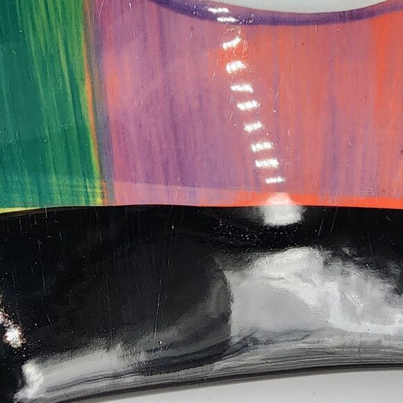 Naylor Designs Ceramic Cat Hanging Plate Black Background Colorful 2005 VTG - Picture 12 of 13